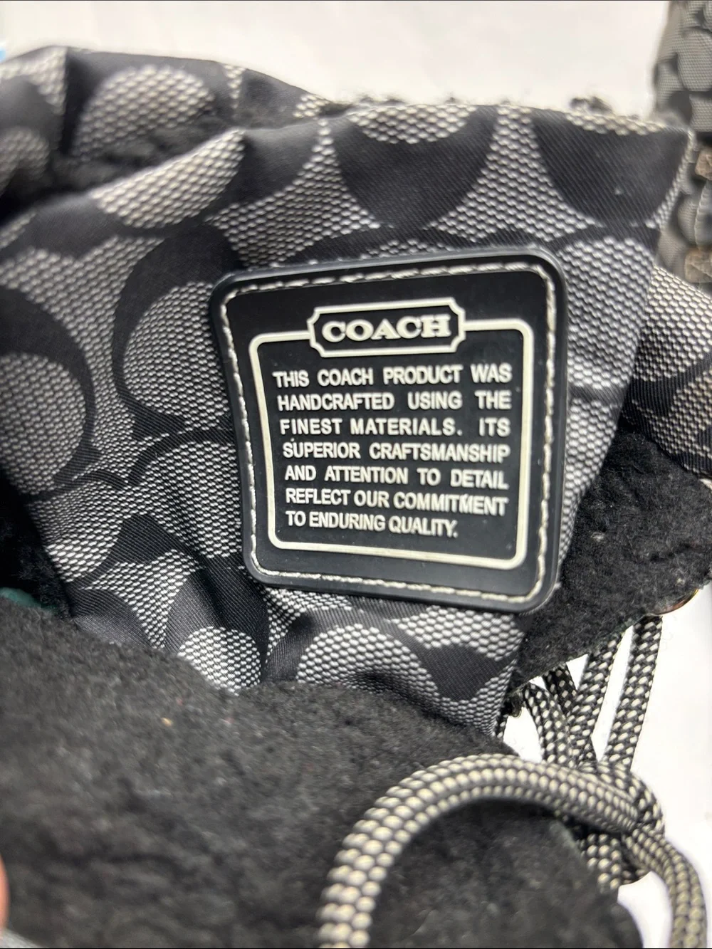 COACH Shaine Women’s Black Signature Lace-Up Winter Boots, SZ 6 B, box 75